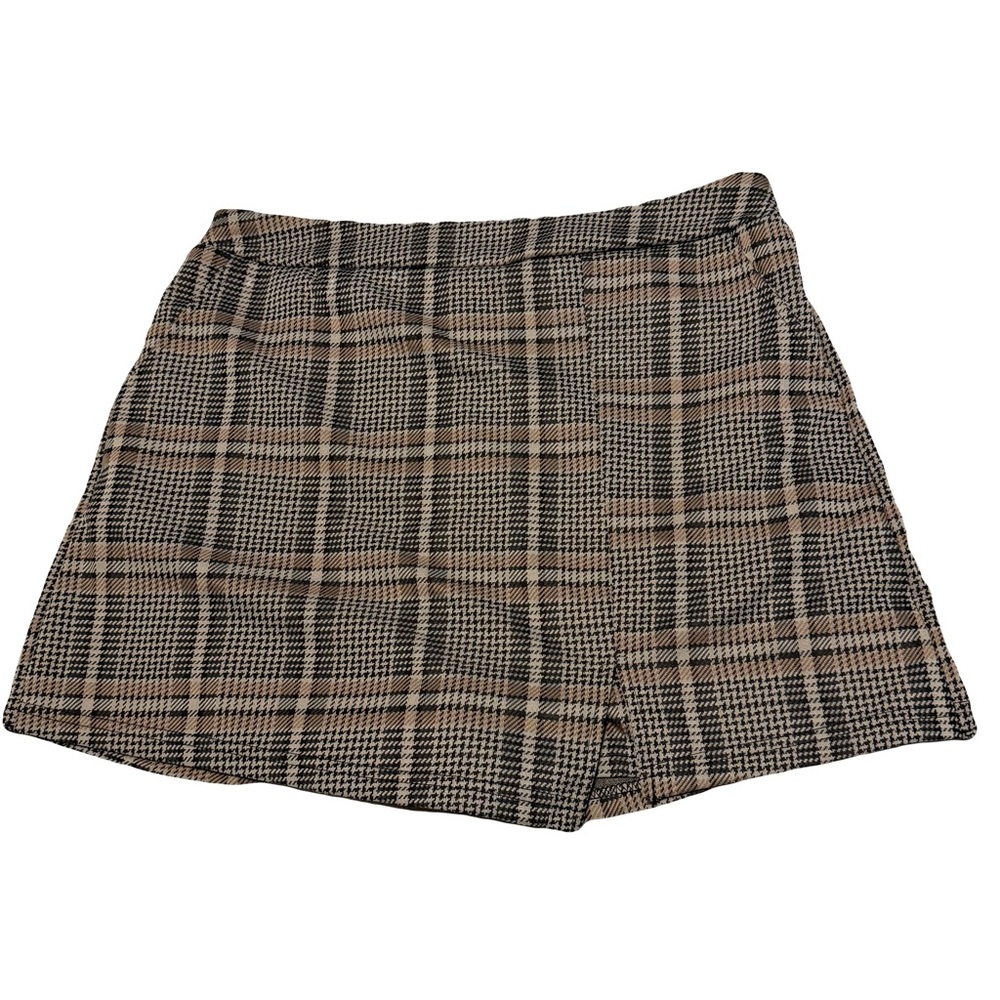 brown plaid skirt skirt shorts Fall Winter academic Y2K 1X